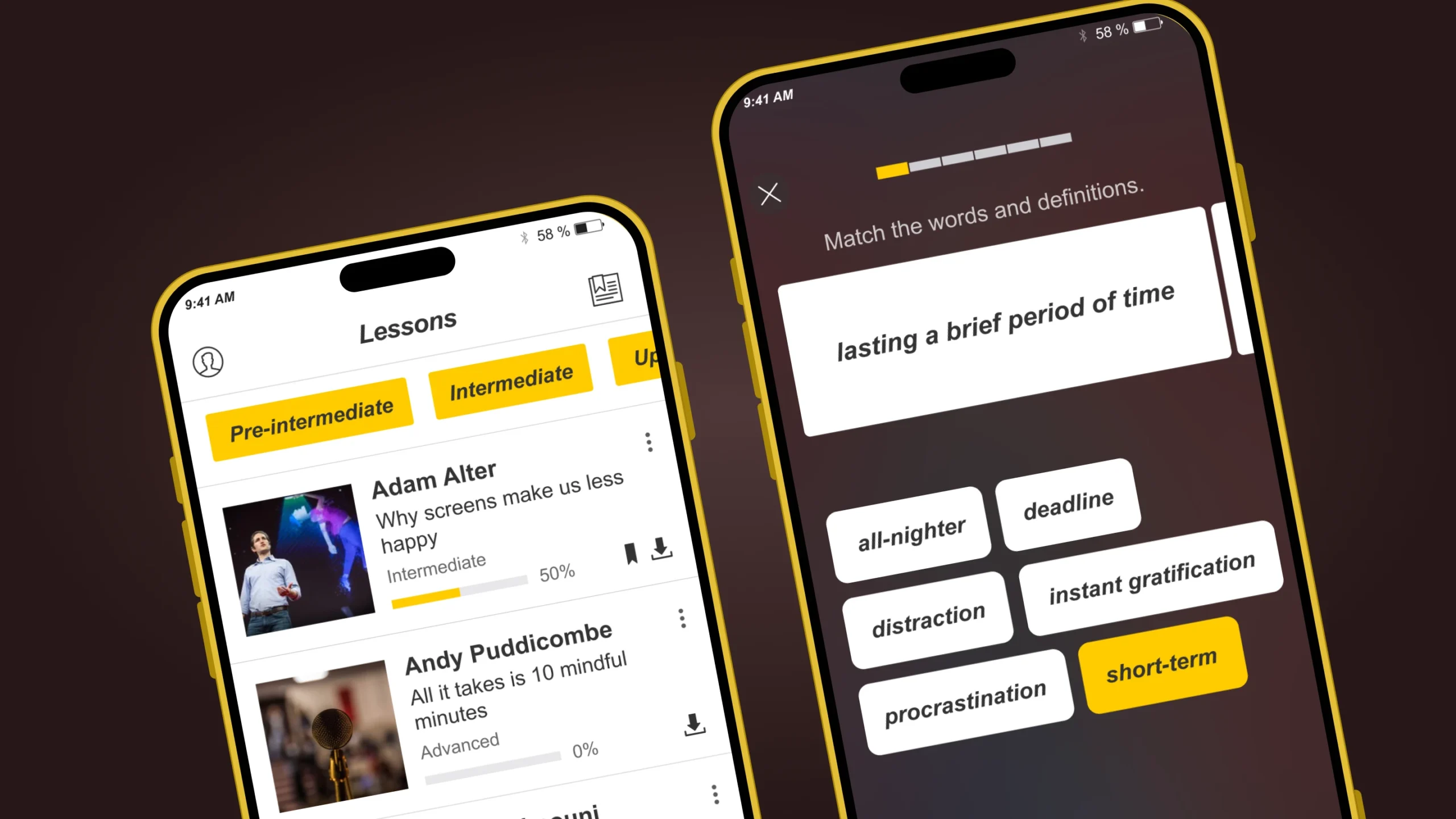 Application mobile pour l’apprentissage de l’anglais avancé