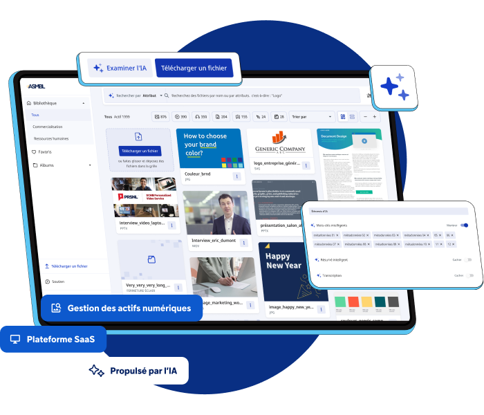 Application SaaS de gestion d'actifs médiatiques avec intelligence artificielle.