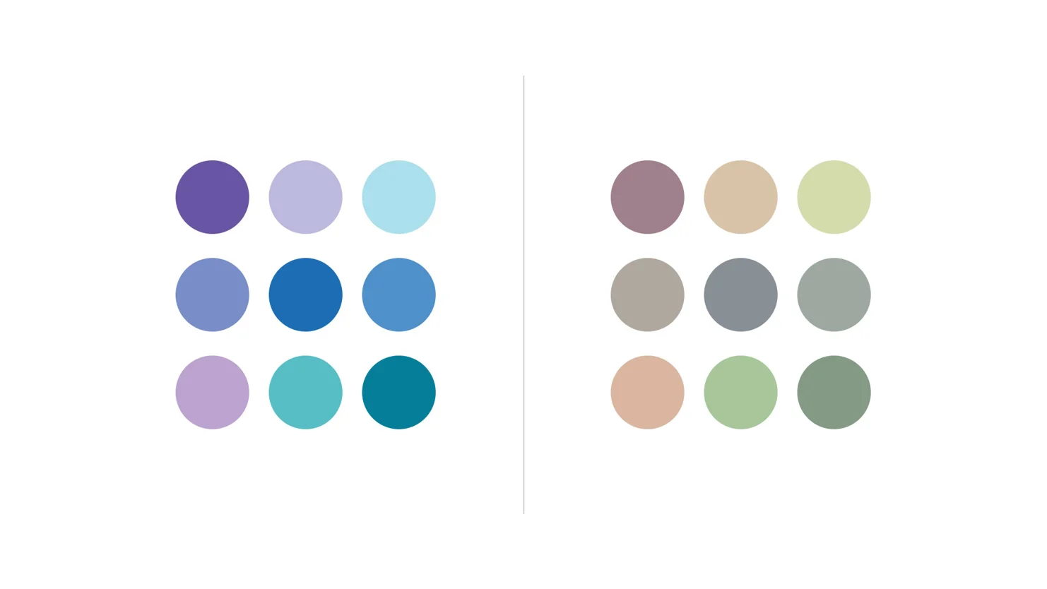 Examples of color swatches for accessibility