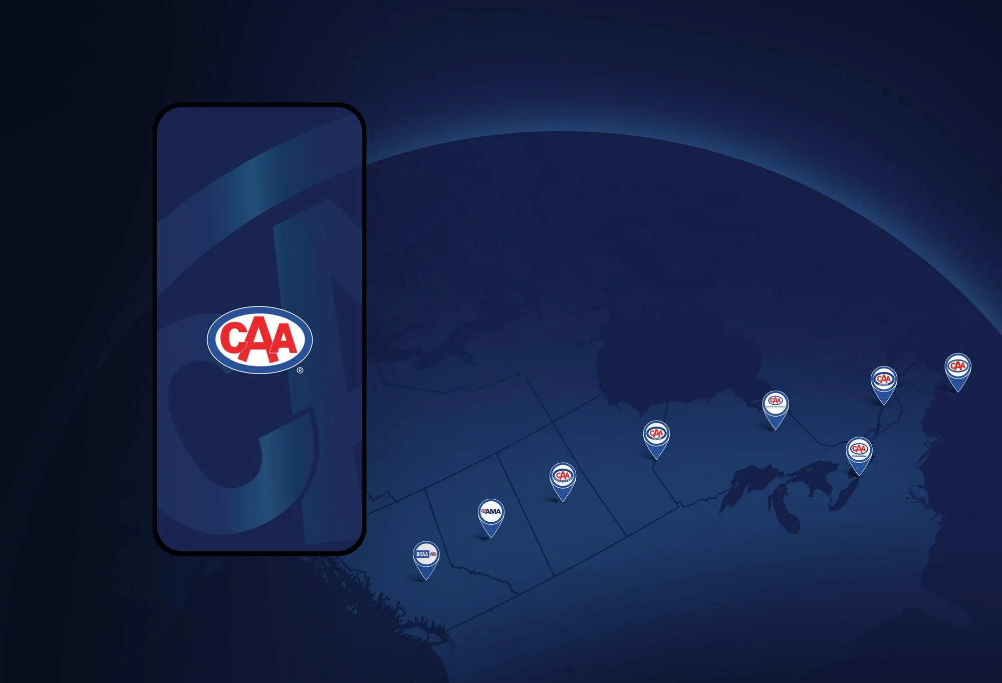 Map of the CAA clubs in Canada