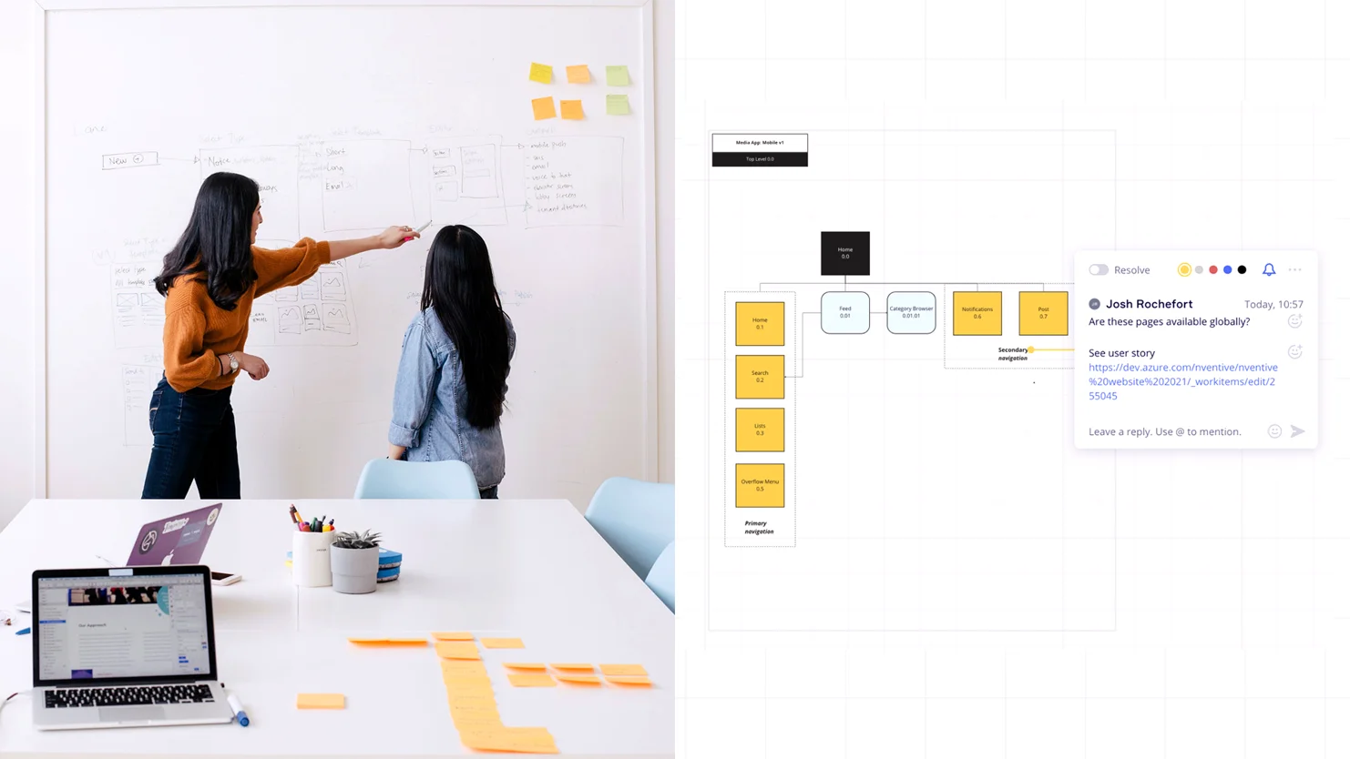 Team members working on a sitemap creation